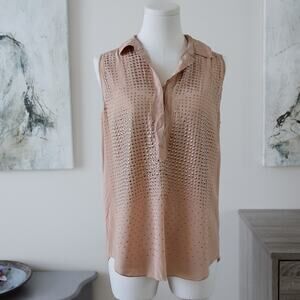 Rebecca Taylor SILK Sleeveless metallic blouse size 6